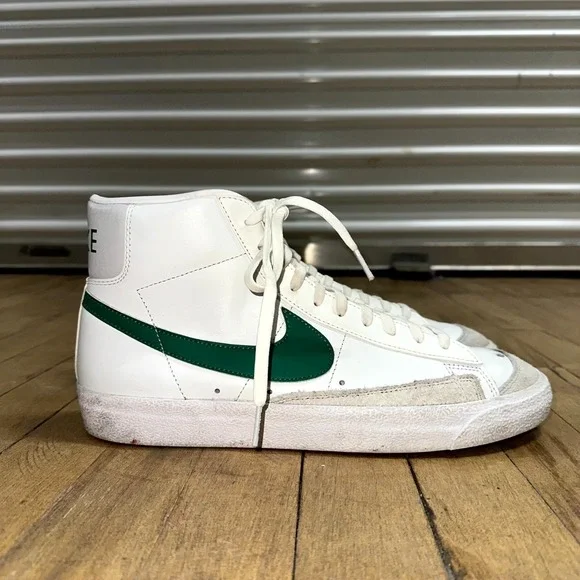 Vintage Nike Blazer Mid 77 Sneaker Mens Size 10.5 White Pine Green Logo Sporty - Picture 2 of 12